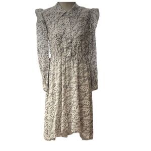 The drop blue White Long Sleeve dress medium NWT